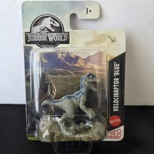 Velociraptor Blue Dinosaur Jurassic World Mattel Micro Collection 2" Toy Dino